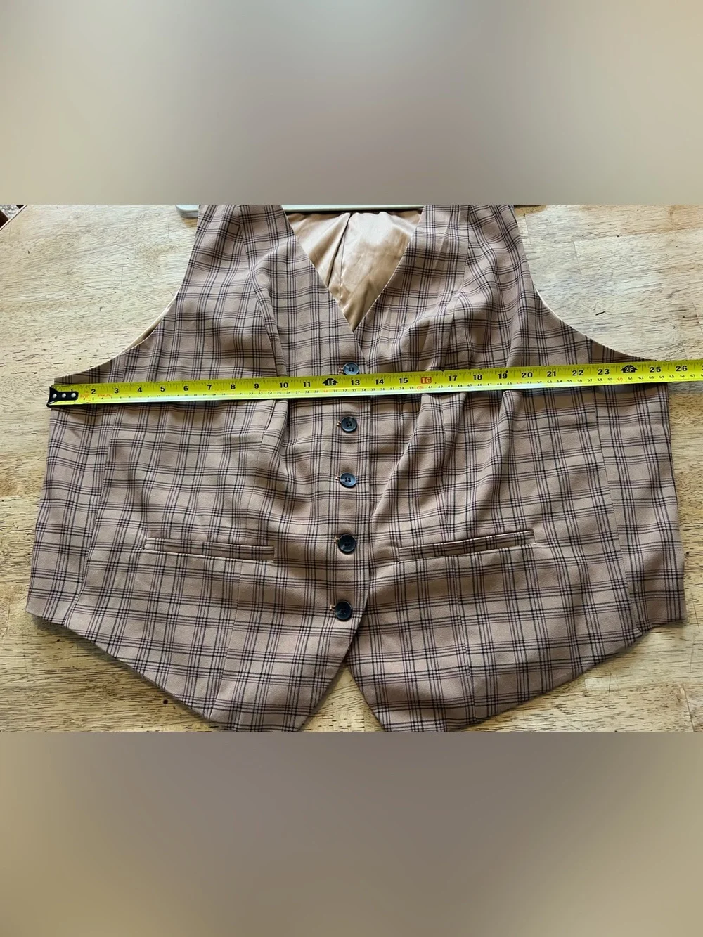 Studio by Torrid Satin-Look Camel Plaid Vest